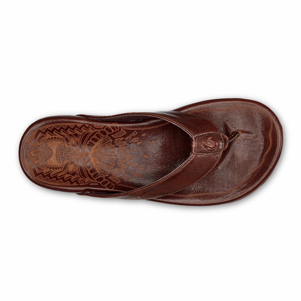 Olukai Men's Kulia Flip Flop - Dark Wood US750-481